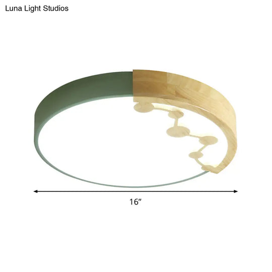 16/19.5 W Led Living Room Ceiling Light With Pink/Yellow/Blue Metal Shade In Warm/White