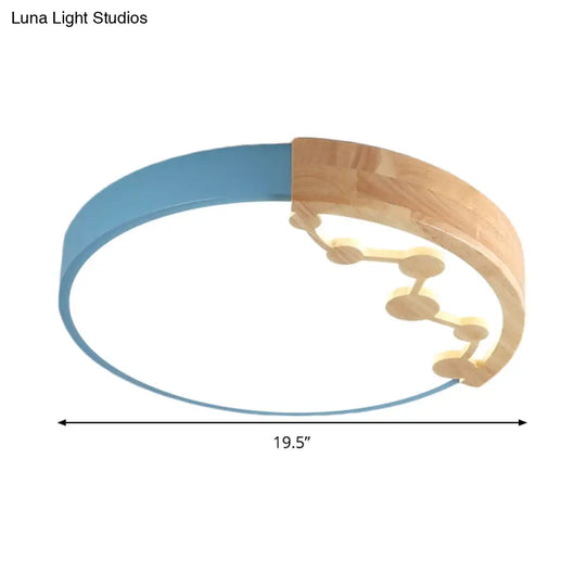 16’/19.5’ W Led Living Room Ceiling Light With Pink/Yellow/Blue Metal Shade In Warm/White