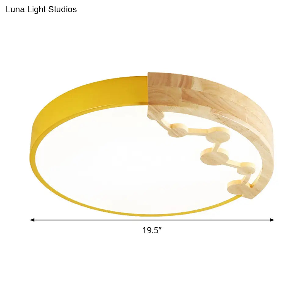 16’/19.5’ W Led Living Room Ceiling Light With Pink/Yellow/Blue Metal Shade In Warm/White
