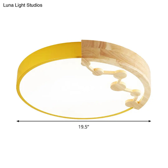 16’/19.5’ W Led Living Room Ceiling Light With Pink/Yellow/Blue Metal Shade In Warm/White