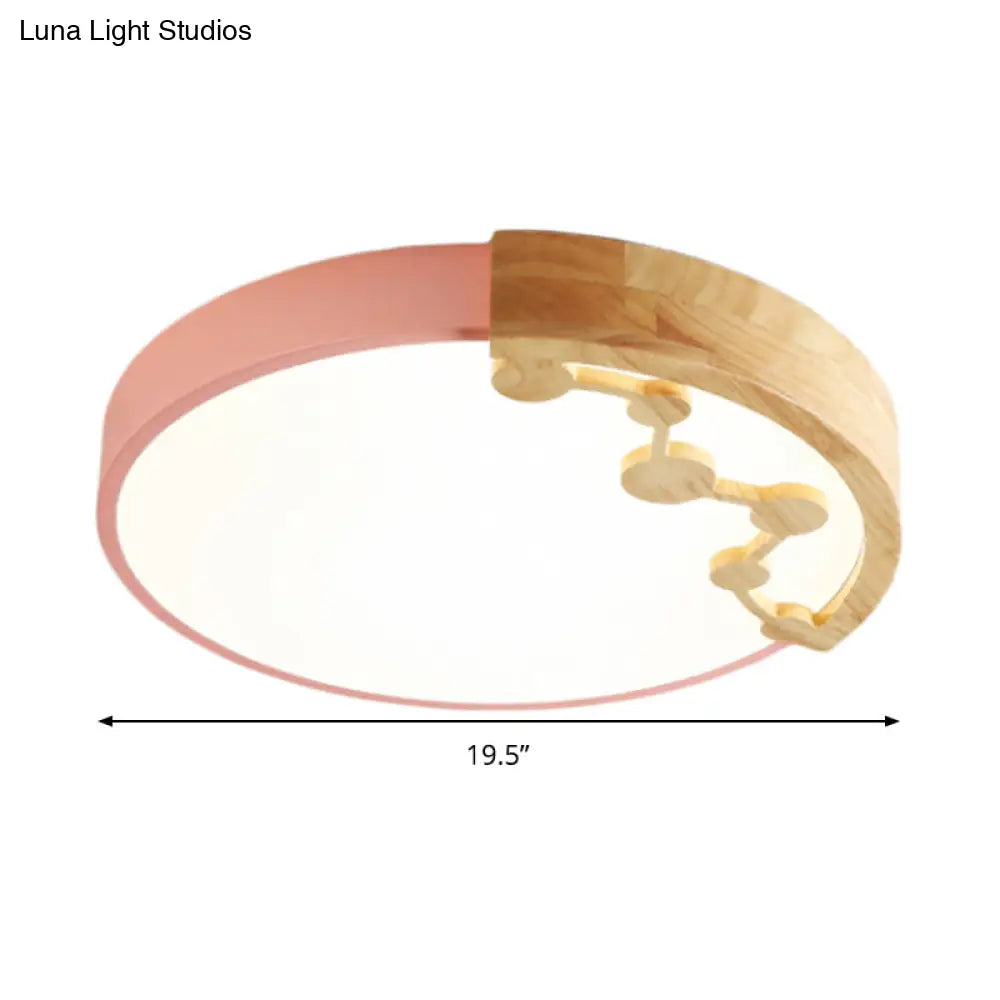 16/19.5 W Led Living Room Ceiling Light With Pink/Yellow/Blue Metal Shade In Warm/White