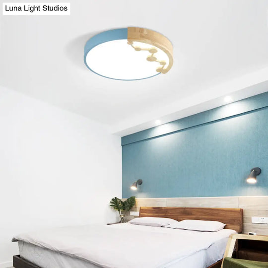 16/19.5 W Led Living Room Ceiling Light With Pink/Yellow/Blue Metal Shade In Warm/White