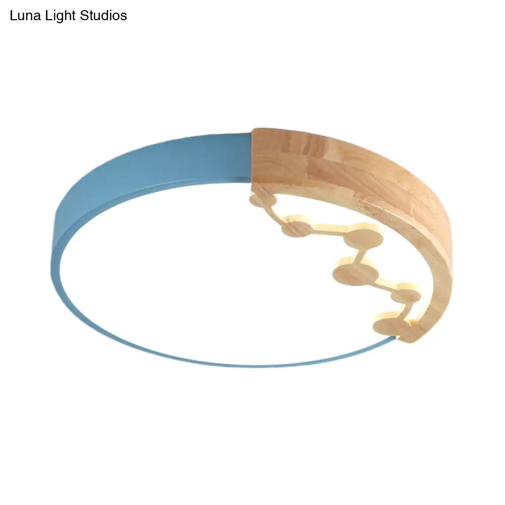 16/19.5 W Led Living Room Ceiling Light With Pink/Yellow/Blue Metal Shade In Warm/White