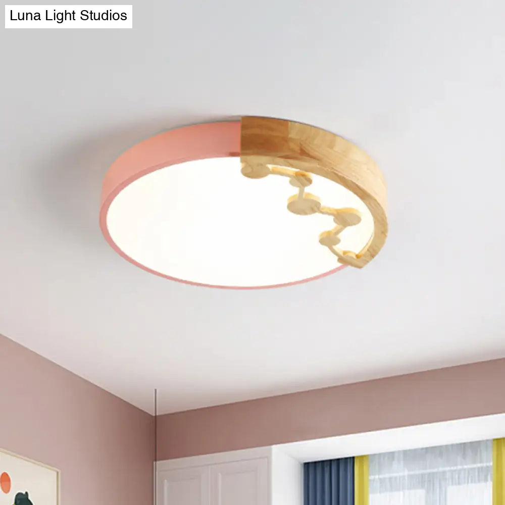 16’/19.5’ W Led Living Room Ceiling Light With Pink/Yellow/Blue Metal Shade In Warm/White