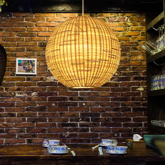 16’/19.5’ Wide 1-Light Asia Beige Bamboo Ceiling Pendant For Dining Room / 16’