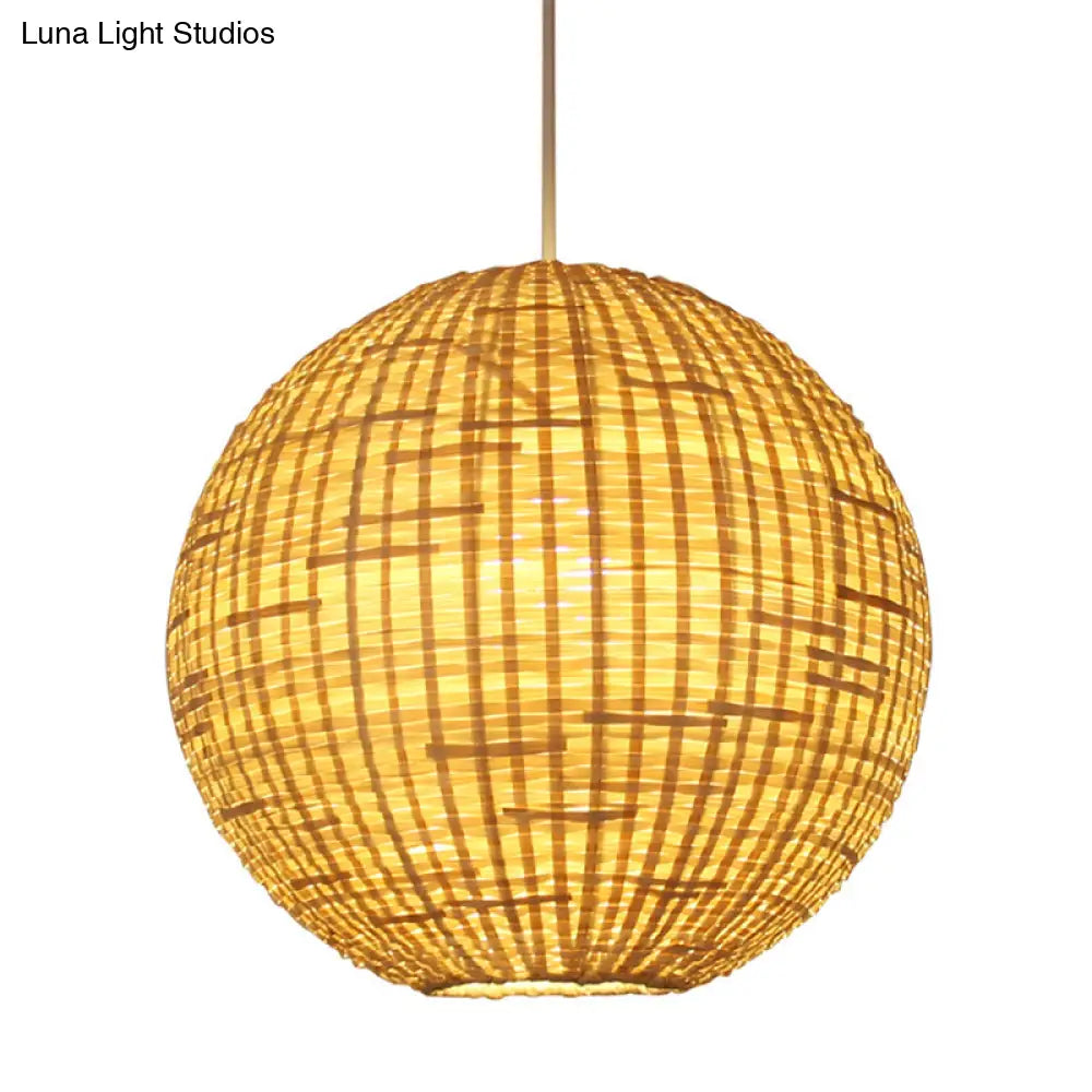 16’/19.5’ Wide 1-Light Asia Beige Bamboo Ceiling Pendant For Dining Room