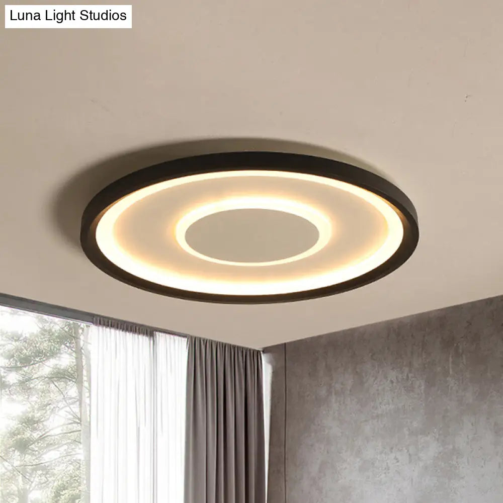 16’/19.5’ Wide Contemporary Black Tray Led Ceiling Lamp - Flush Mount Metal Lighting With