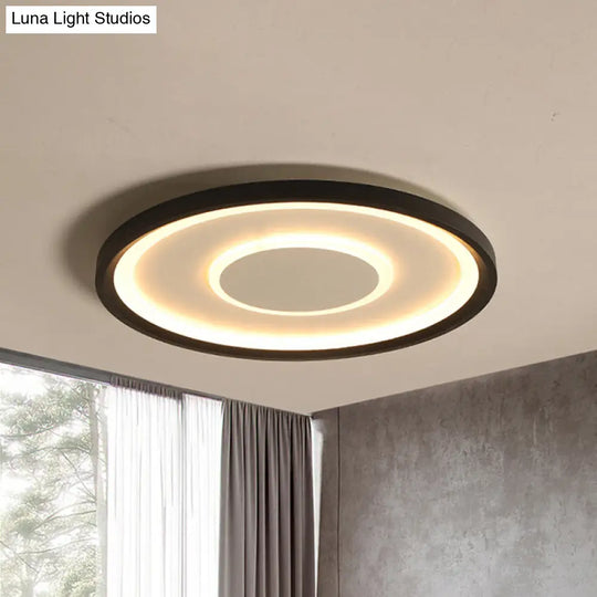 16’/19.5’ Wide Contemporary Black Tray Led Ceiling Lamp - Flush Mount Metal Lighting With