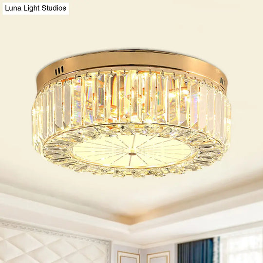 16/19.5 Wide Led Flushmount Modern Clear Prismatic Crystal Ceiling Light In Gold / 19.5
