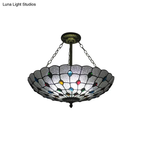 16’/19.5’ Wide Peacock Pendant Light Inverted Chandelier With Colorful Jewelry – Traditional