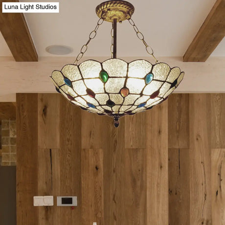 16’/19.5’ Wide Peacock Pendant Light Inverted Chandelier With Colorful Jewelry – Traditional