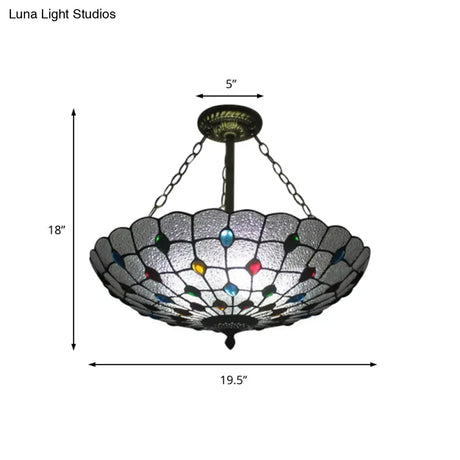 16’/19.5’ Wide Peacock Pendant Light Inverted Chandelier With Colorful Jewelry – Traditional