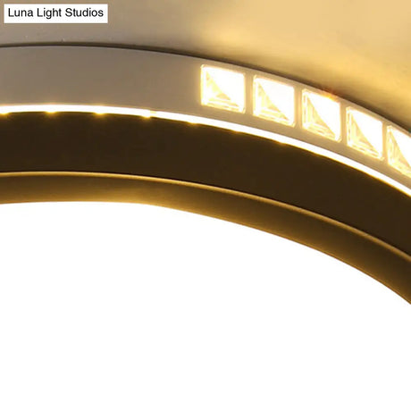 16’/19’ W Led Round Flush Mount Lamp Black Crystal Ceiling Fixture With Warm/White/3 Color Light
