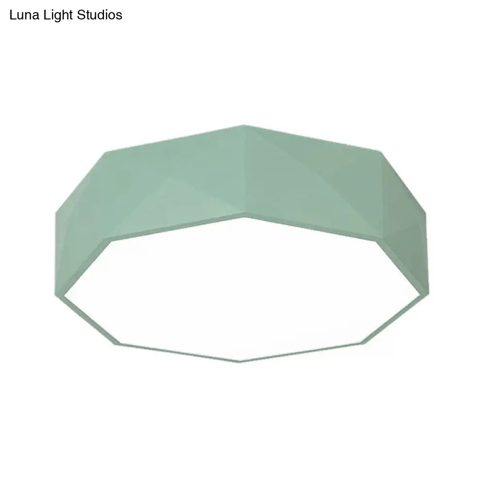16/20 Dia Hexagon Macaron Acrylic Led Flush Mount Light For Girls Bedroom - Pink/Yellow/Blue/Green