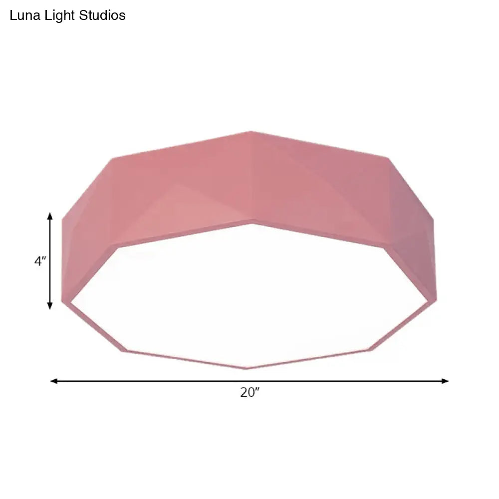 16’/20’ Dia Hexagon Macaron Acrylic Led Flush Mount Light For Girls Bedroom -