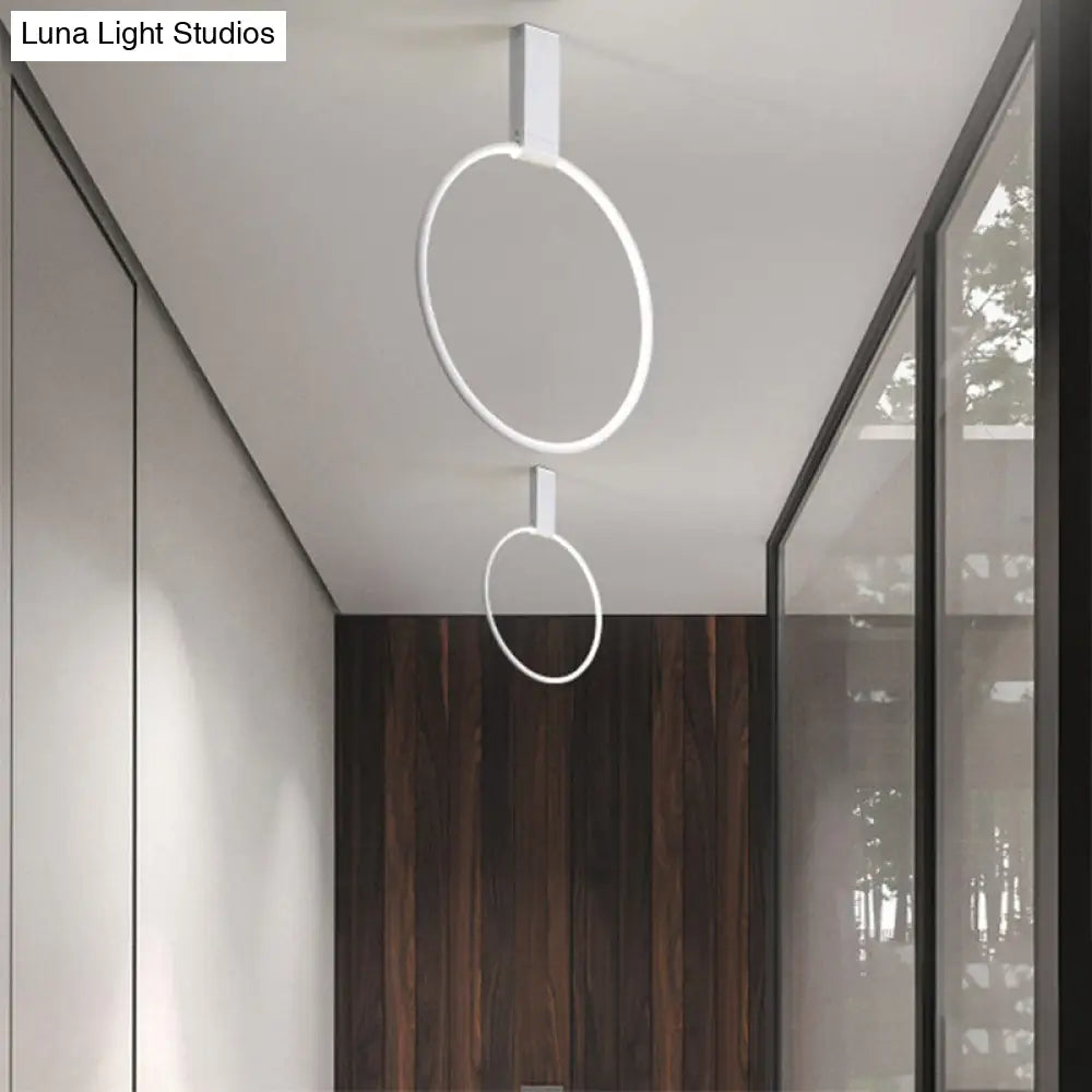 16/23.5 Wide Ring Led Flush Mount Ceiling Lamp In Modern Metallic Black/White/Gold Finishes With