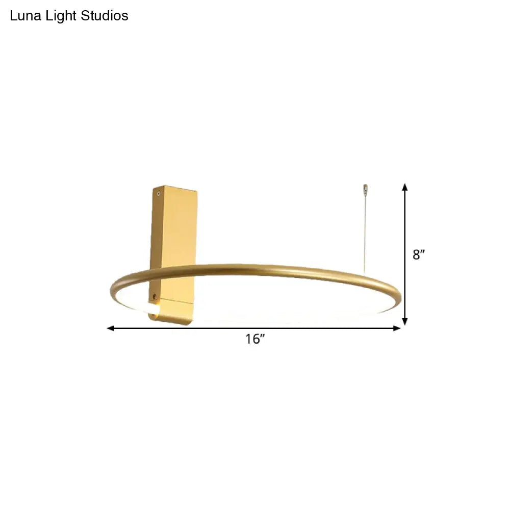 16’/23.5’ Wide Ring Led Flush Mount Ceiling Lamp In Modern Metallic Black/White/Gold Finishes