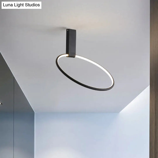 16/23.5 Wide Ring Led Flush Mount Ceiling Lamp In Modern Metallic Black/White/Gold Finishes With