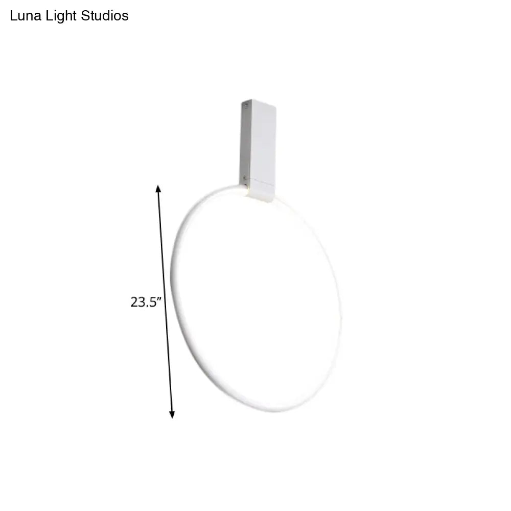 16/23.5 Wide Ring Led Flush Mount Ceiling Lamp In Modern Metallic Black/White/Gold Finishes With