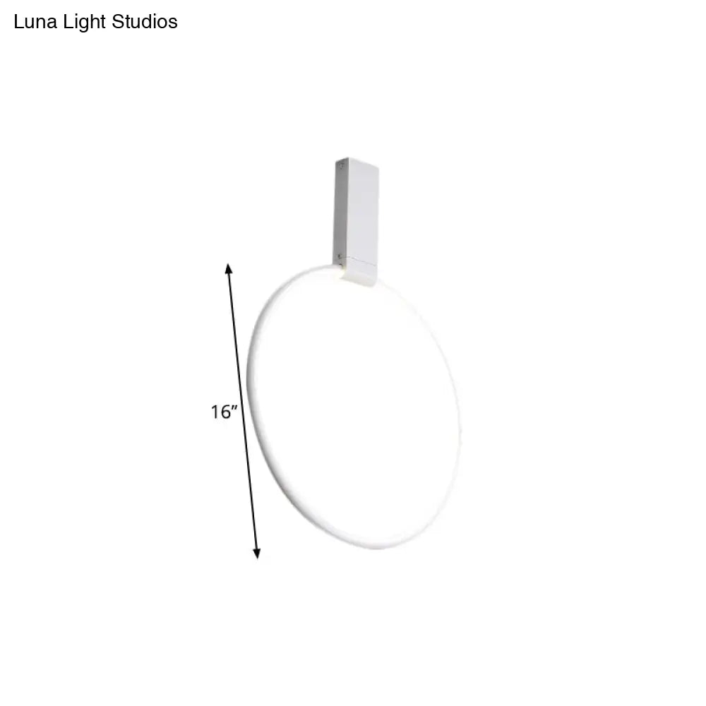 16/23.5 Wide Ring Led Flush Mount Ceiling Lamp In Modern Metallic Black/White/Gold Finishes With