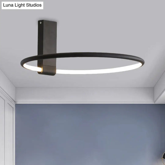 16/23.5 Wide Ring Led Flush Mount Ceiling Lamp In Modern Metallic Black/White/Gold Finishes With
