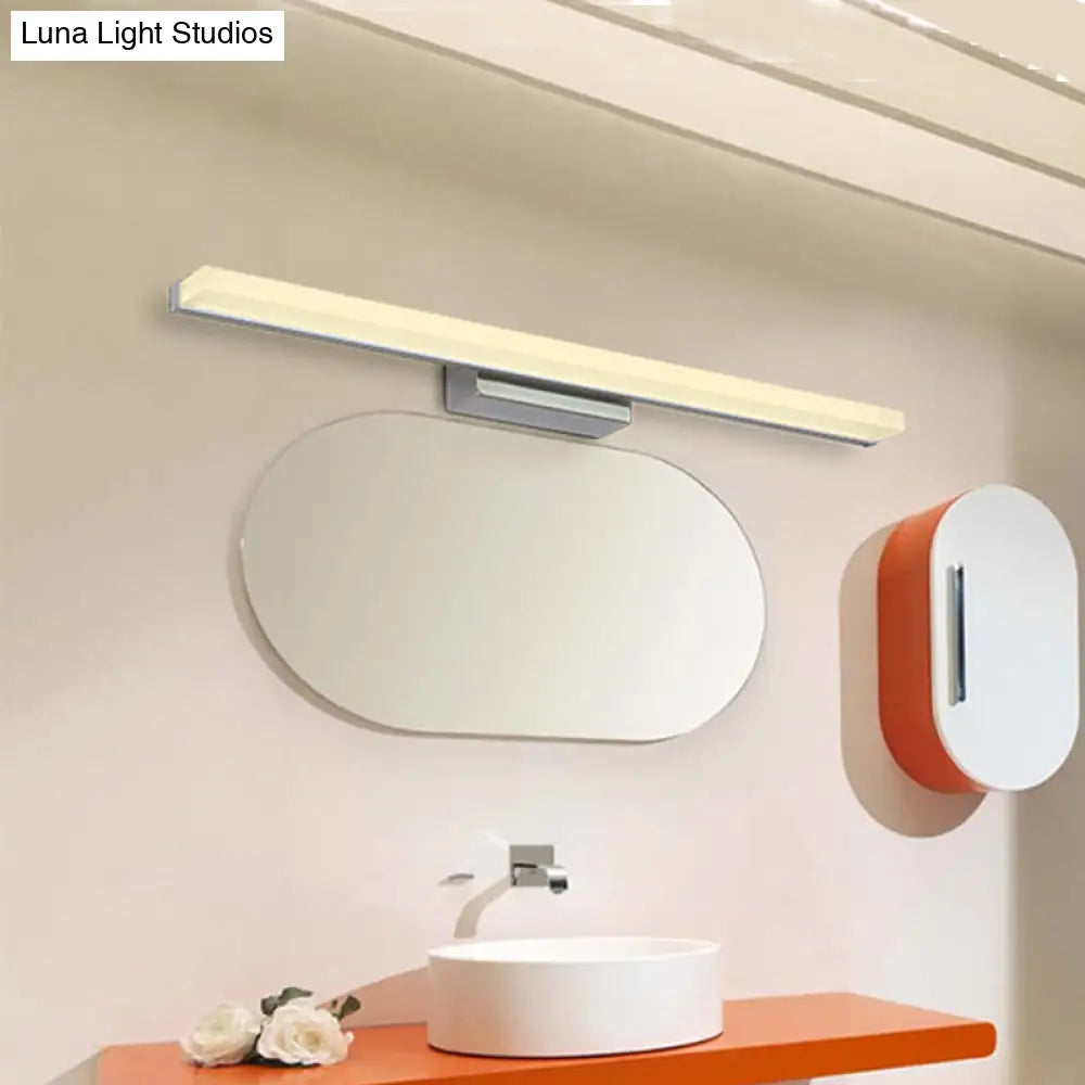 16/31.5/47 W Acrylic Straight Vanity Lamp - Sleek Chrome Led Wall Mount Light Fixture