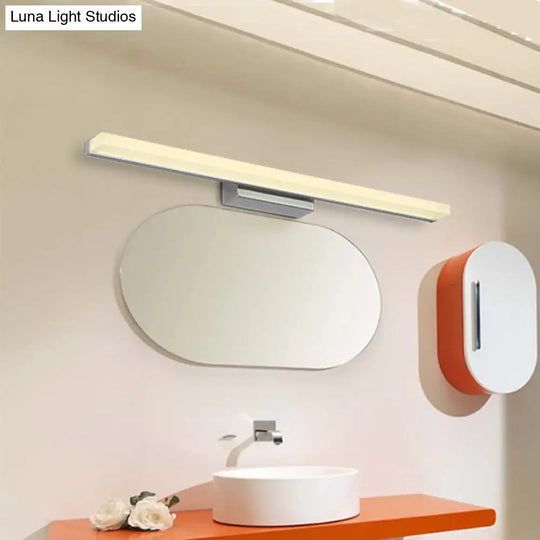 16/31.5/47 W Acrylic Straight Vanity Lamp - Sleek Chrome Led Wall Mount Light Fixture
