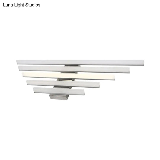 16/31.5/47 W Acrylic Straight Vanity Lamp - Sleek Chrome Led Wall Mount Light Fixture