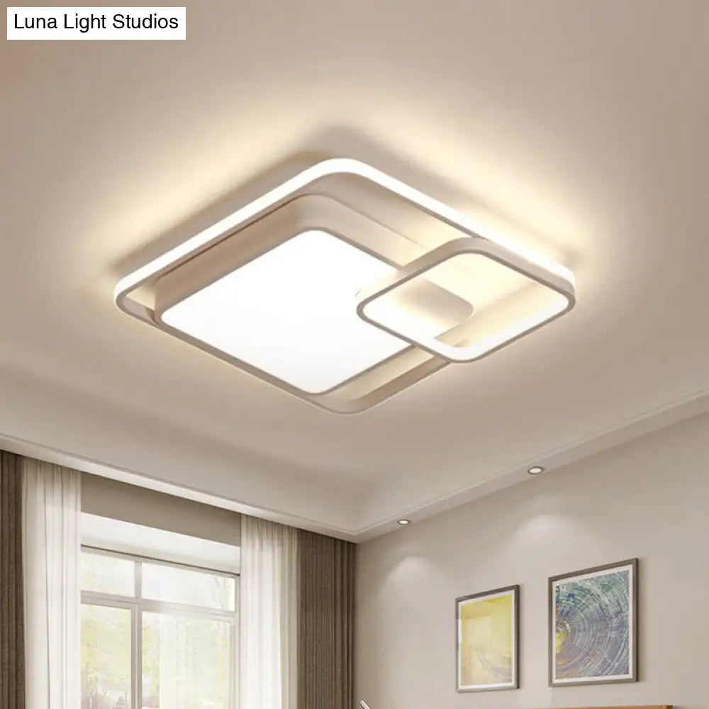 16-35.5 W Modern White Rectangle Ceiling Light With High Penetrated Acrylic Led - Flushmount In