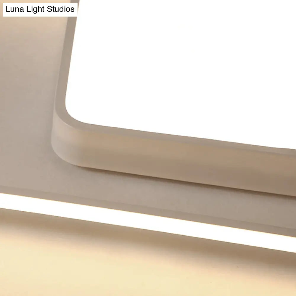 16-35.5’ W Modern White Rectangle Ceiling Light With High Penetrated Acrylic Led - Flushmount In