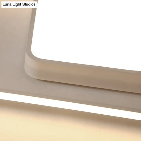 16-35.5’ W Modern White Rectangle Ceiling Light With High Penetrated Acrylic Led - Flushmount In