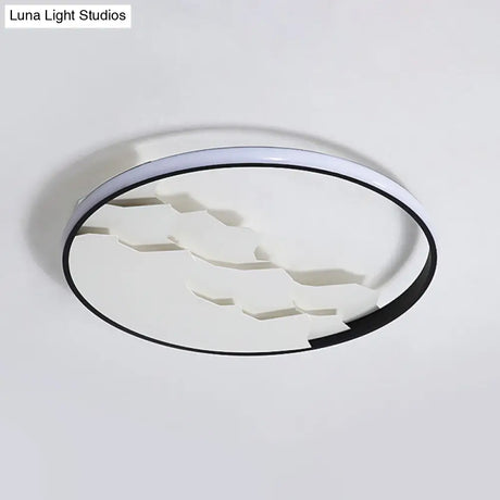 16.5’/19.5’ Wide Black Circle Led Flush Ceiling Light In Warm/White/Natural Shining Modern