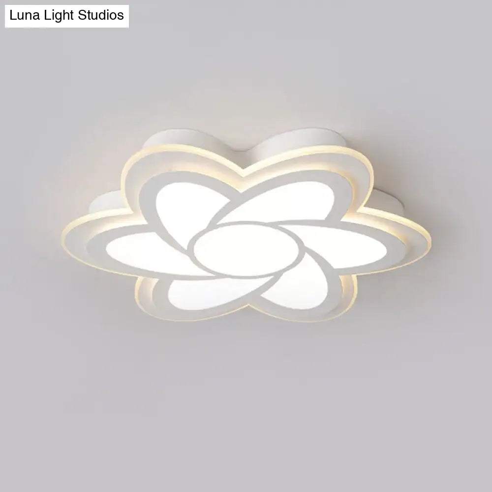 16.5/20.5 Flower Led Ceiling Lamp - Modernist Acrylic White Flush Mount For Office Lighting