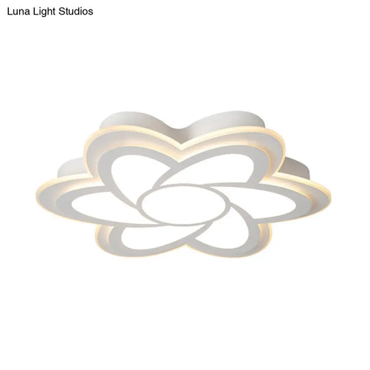 16.5’/20.5’ Flower Led Ceiling Lamp - Modernist Acrylic White Flush Mount For Office Lighting