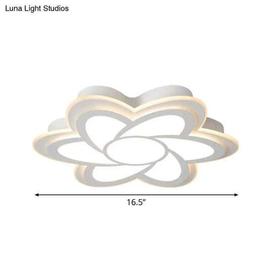16.5’/20.5’ Flower Led Ceiling Lamp - Modernist Acrylic White Flush Mount For Office Lighting
