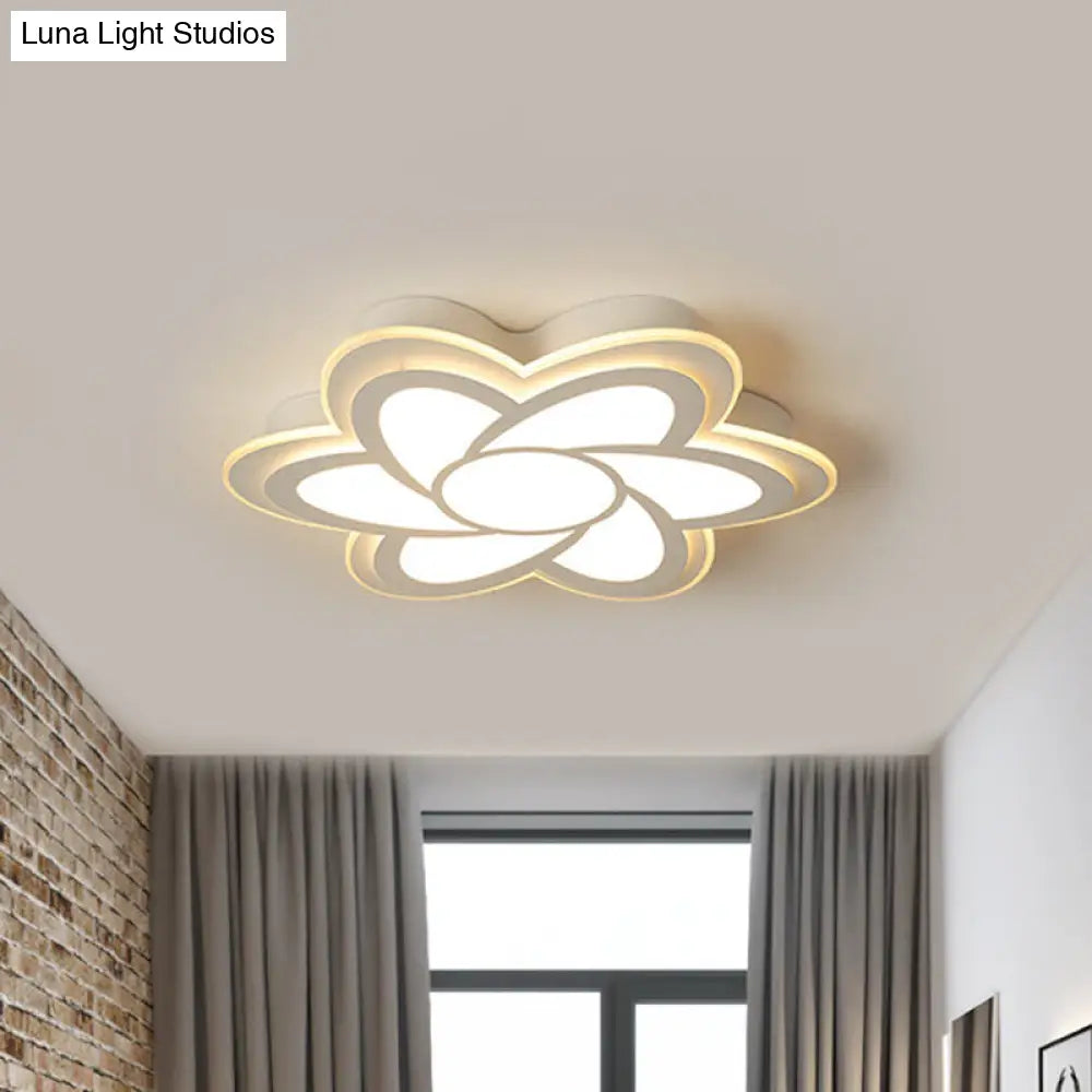 16.5/20.5 Flower Led Ceiling Lamp - Modernist Acrylic White Flush Mount For Office Lighting / 16.5