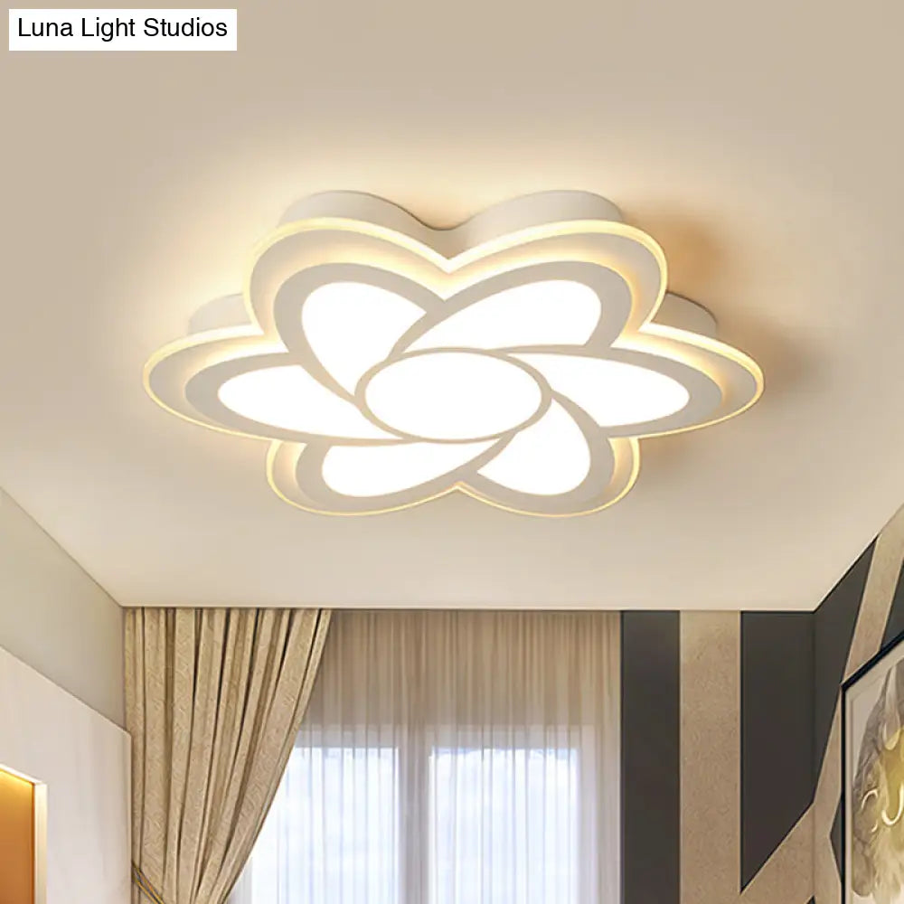 16.5’/20.5’ Flower Led Ceiling Lamp - Modernist Acrylic White Flush Mount For Office Lighting