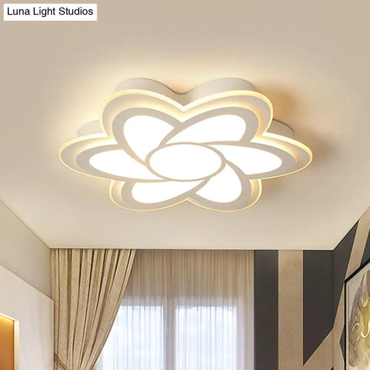 16.5’/20.5’ Flower Led Ceiling Lamp - Modernist Acrylic White Flush Mount For Office Lighting
