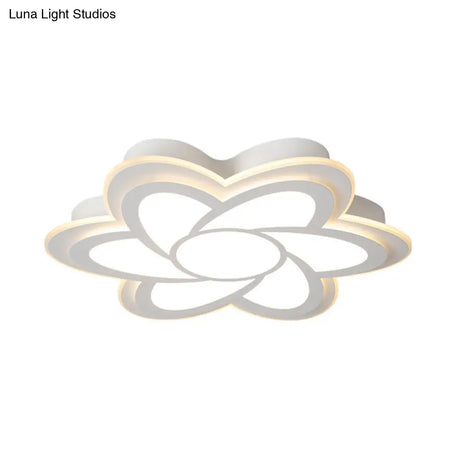 16.5’/20.5’ Flower Led Ceiling Lamp - Modernist Acrylic White Flush Mount For Office Lighting