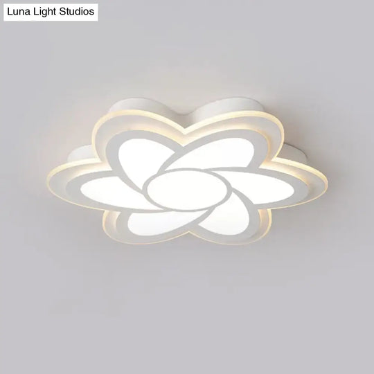 16.5’/20.5’ Flower Led Ceiling Lamp - Modernist Acrylic White Flush Mount For Office Lighting
