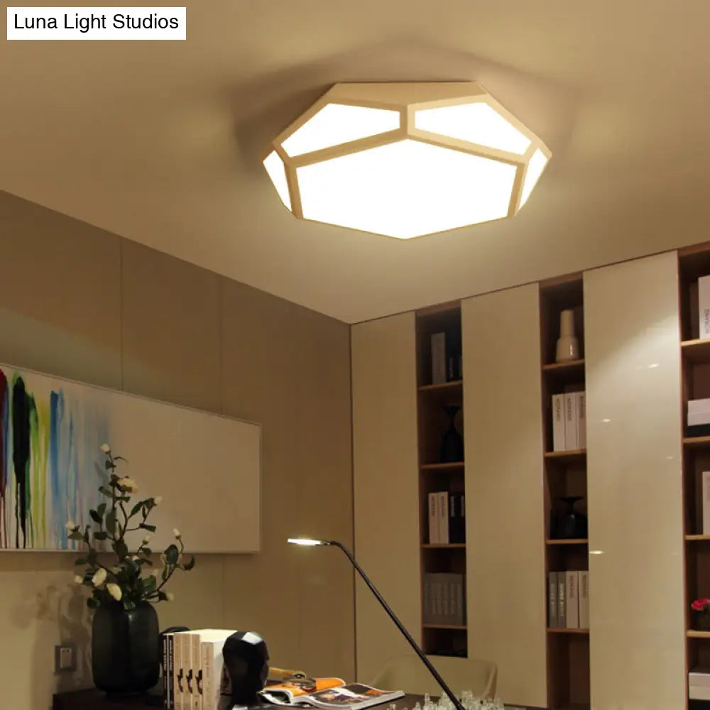16.5/20.5 Metal Geometric Flush Mount Ceiling Light With Acrylic Shade In Nordic Black/White