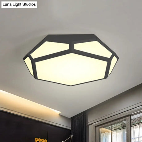 16.5’/20.5’ Metal Geometric Flush Mount Ceiling Light With Acrylic Shade In Nordic Black/White
