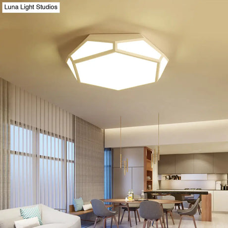 16.5’/20.5’ Metal Geometric Flush Mount Ceiling Light With Acrylic Shade In Nordic Black/White