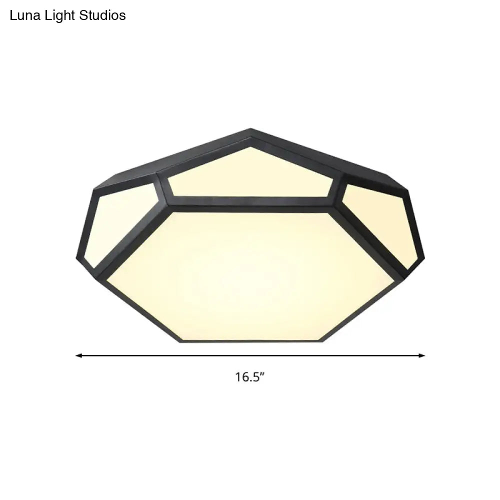 16.5’/20.5’ Metal Geometric Flush Mount Ceiling Light With Acrylic Shade In Nordic Black/White