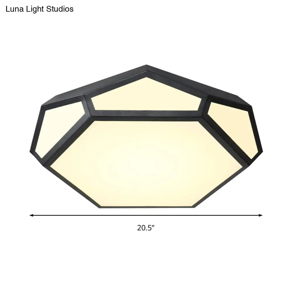 16.5’/20.5’ Metal Geometric Flush Mount Ceiling Light With Acrylic Shade In Nordic Black/White
