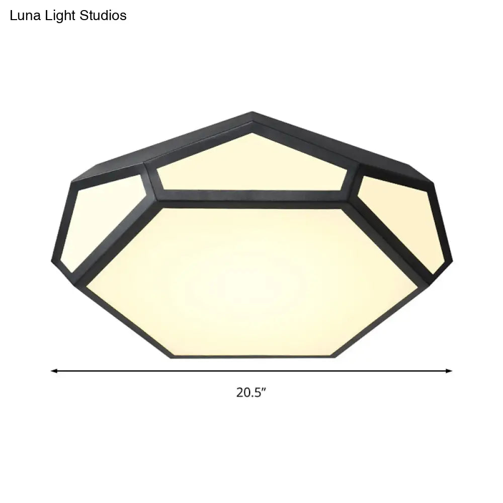 16.5/20.5 Metal Geometric Flush Mount Ceiling Light With Acrylic Shade In Nordic Black/White