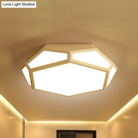 16.5/20.5 Metal Geometric Flush Mount Ceiling Light With Acrylic Shade In Nordic Black/White