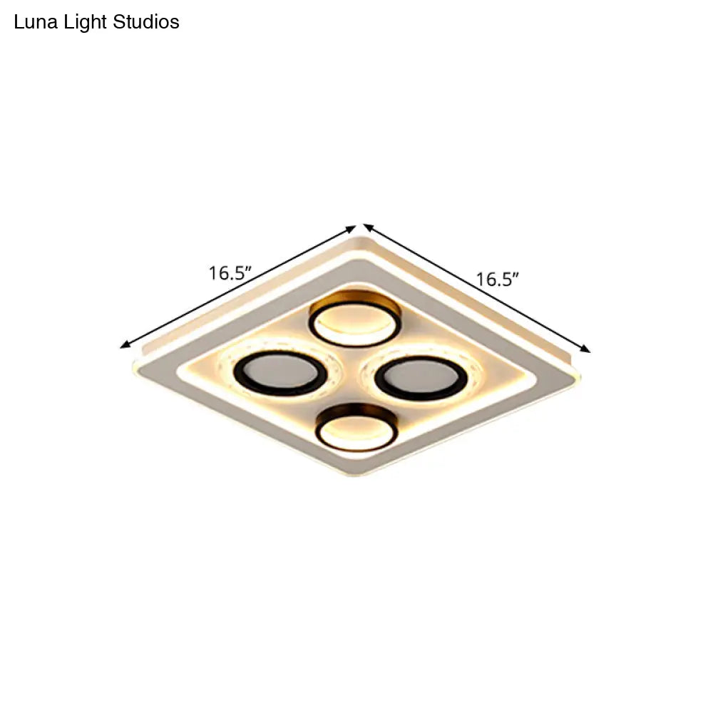 16.5’/20.5’ Nordic Squared Flush Lamp Led Ceiling Light Black & White 3 Color Options