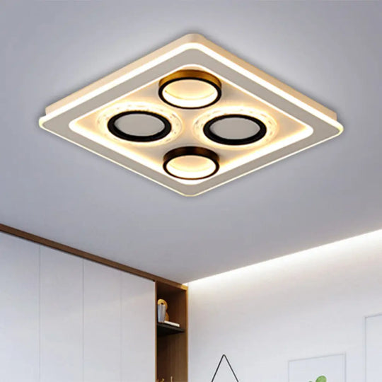 16.5’/20.5’ Nordic Squared Flush Lamp Led Ceiling Light Black & White 3 Color Options Black -