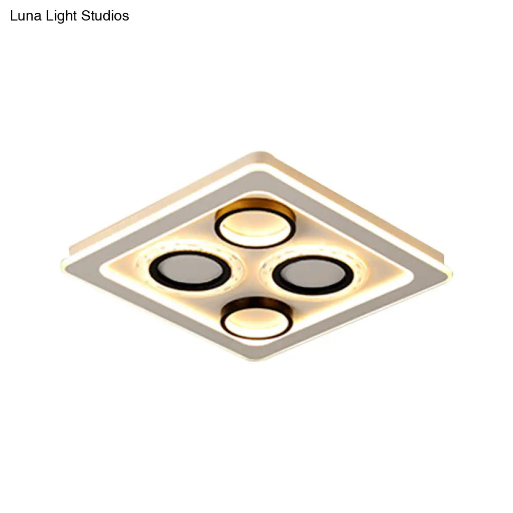 16.5/20.5 Nordic Squared Flush Lamp Led Ceiling Light Black & White 3 Color Options